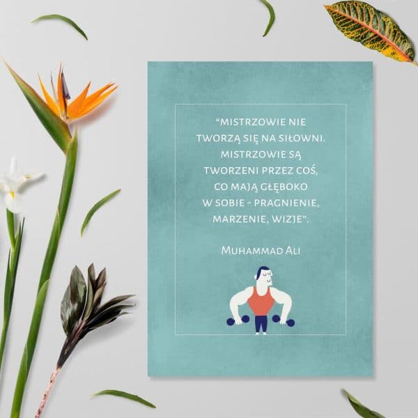 Plakat z motywacyjną sentencją na siłownię