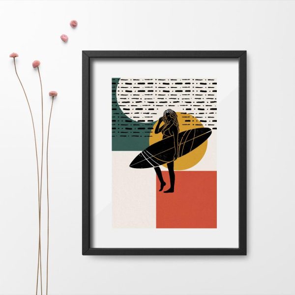 Plakat z motywem dziewczyny z deską do pływania