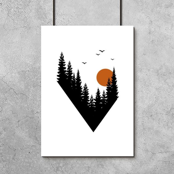 Plakat z motywem geometrycznego lasu do salonu