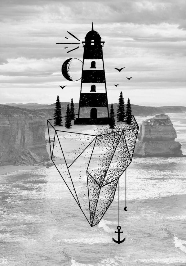 Plakat z motywem latarni