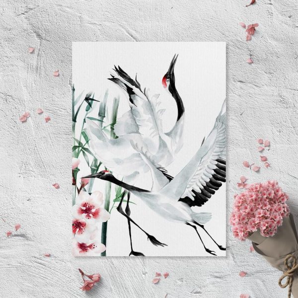 Plakat z motywem lecącego żurawia do pokoju