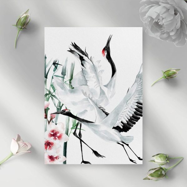 Plakat z motywem lecącego żurawia do sypialni
