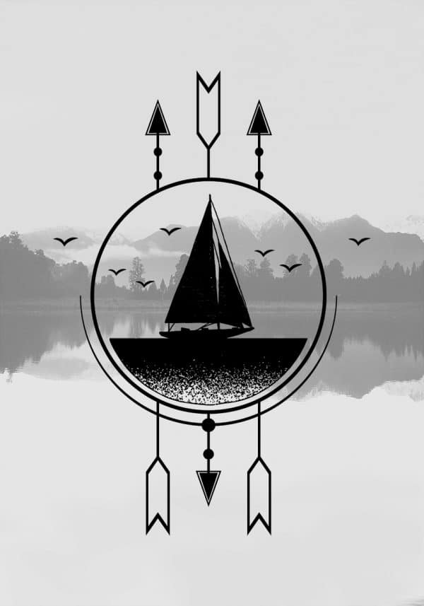 Plakat z motywem łodzi