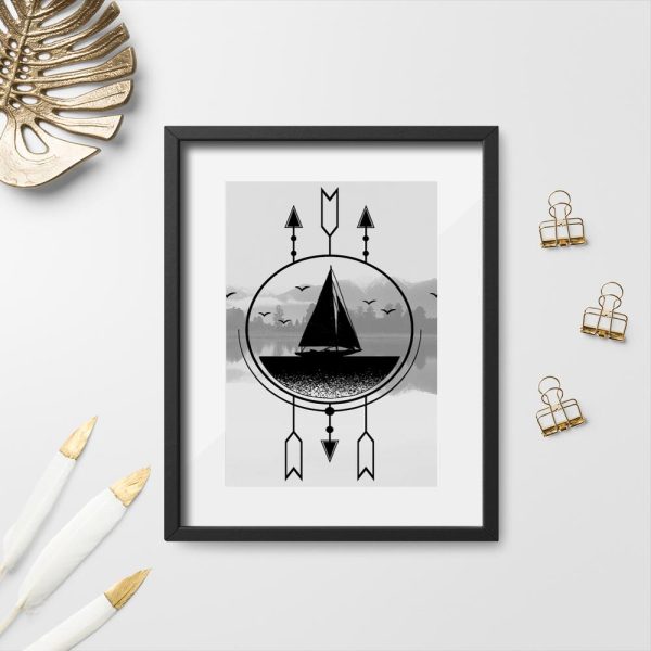 Plakat z motywem łodzi do pokoju