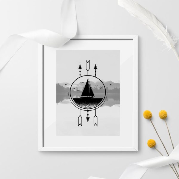 Plakat z motywem łodzi do przedpokoju