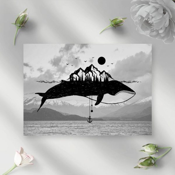 Plakat z motywem wieloryba do przedpokoju