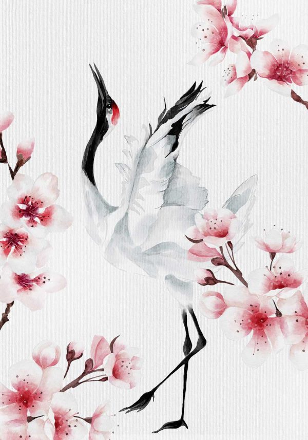 Plakat z motywem żurawia