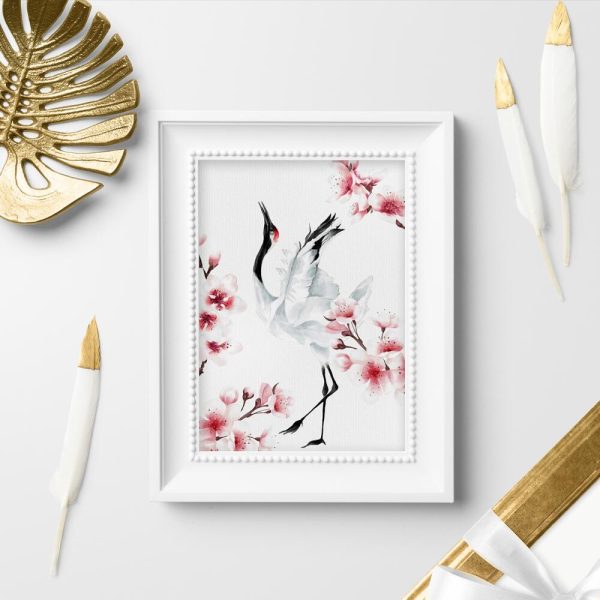 Plakat z motywem żurawia do przedpokoju