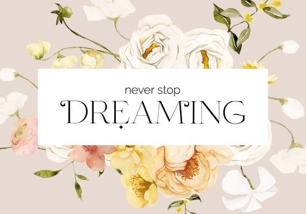 Plakat z napisem i kwiatami