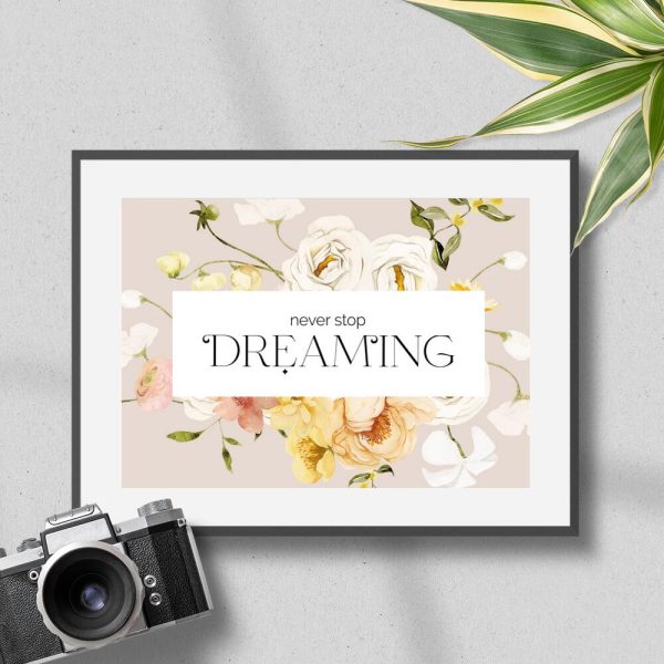 Plakat z napisem i kwiatami do przedpokoju