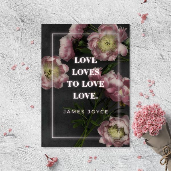 Plakat z napisem i kwiatem piwonii