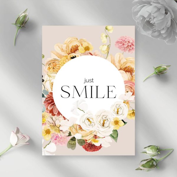 Plakat z napisem o uśmiechu do sypialni