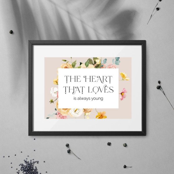 Plakat z sentencją i kwiecistym wzorem do pokoju