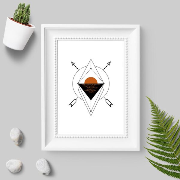 Plakaty geometryczny z zachodem do pokoju