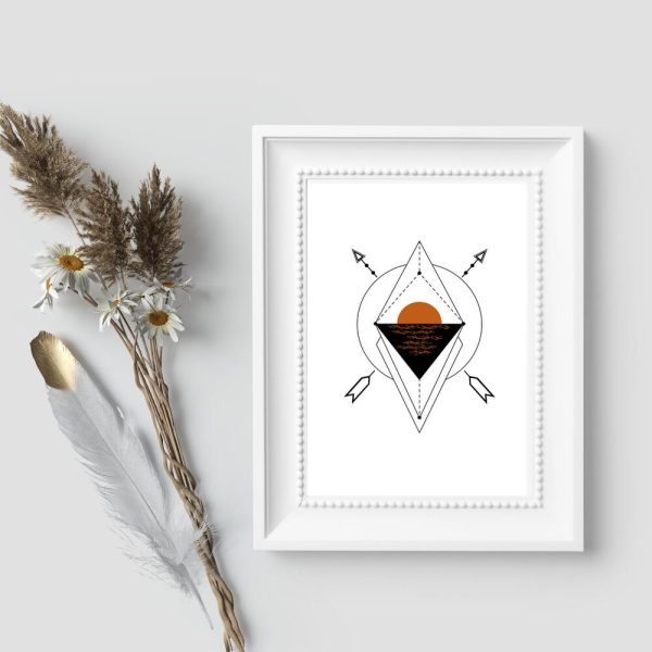 Plakaty geometryczny z zachodem do przedpokoju