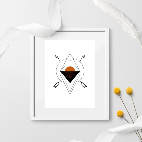 Plakaty geometryczny z zachodem do sypialni