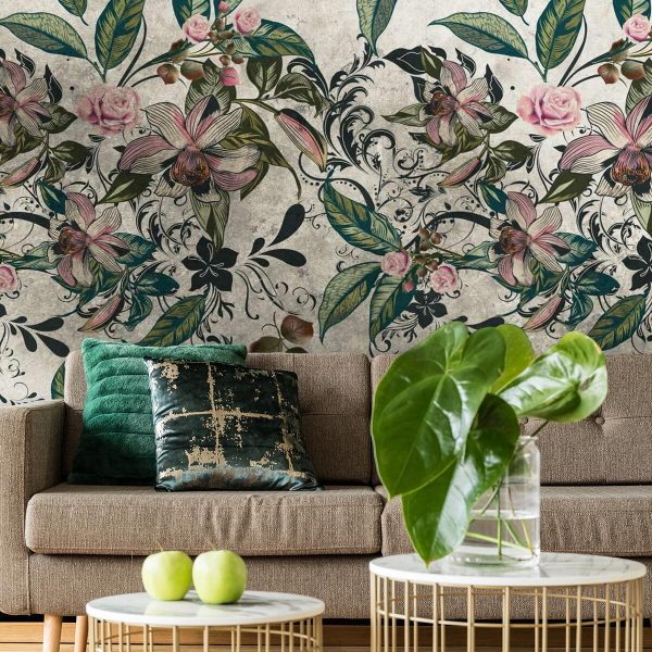 Foto-tapeta z motywem różowych kwiatów do dekoracjhi sypialni