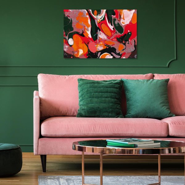 Czerwono-pomarańczowa abstrakcja na obrazie