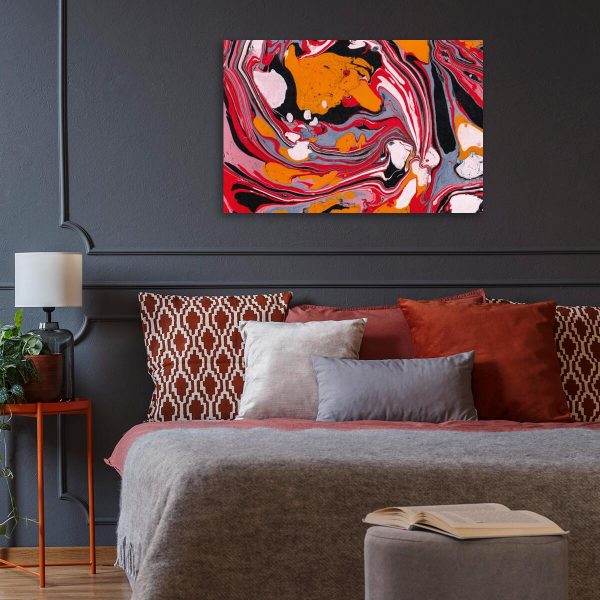 Obraz z czerwoną abstrakcją do przedpokoju