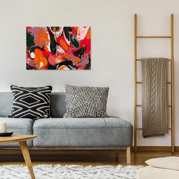 Obraz z czerwono-pomarańczową abstrakcją