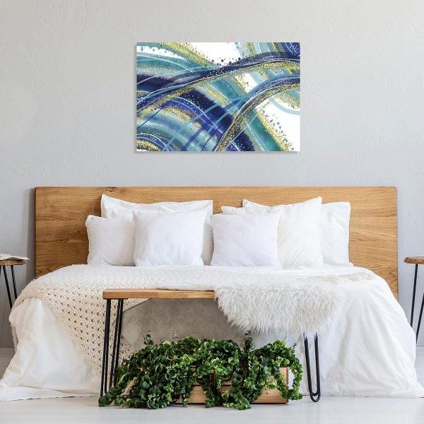 Obraz z granatową abstrakcją do sypialni