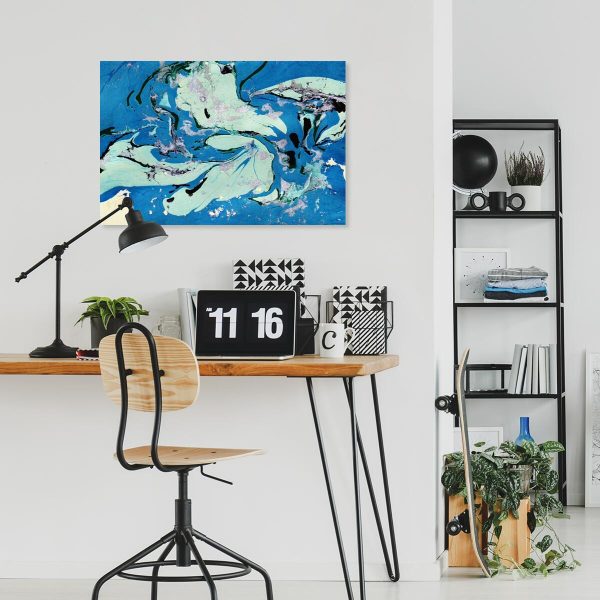 Obraz z niebieską abstrakcją do sypialni