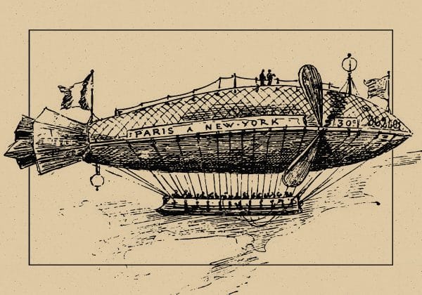 Plakat retro z motywem sterowca