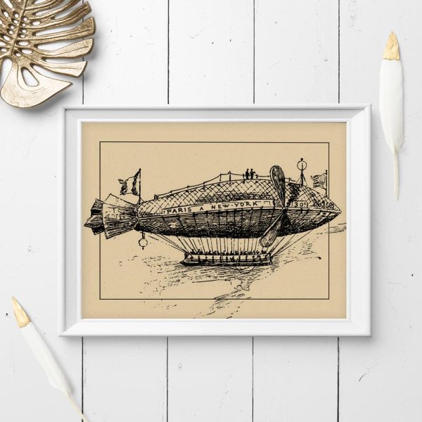 Plakat vintage z motywem sterowca