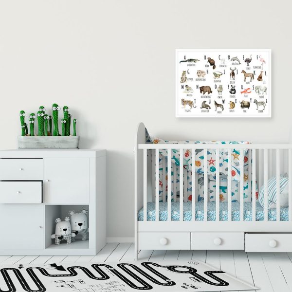 Plakat z alfabetem i zwierzakami do przedszkola