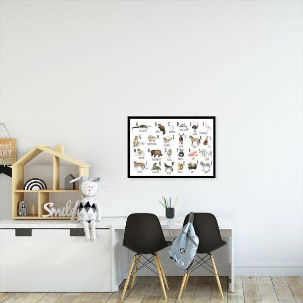 Plakat z alfabetem i zwierzakami do sali zabaw