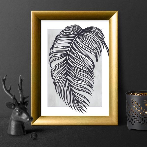 Plakat z liściem do sypialni