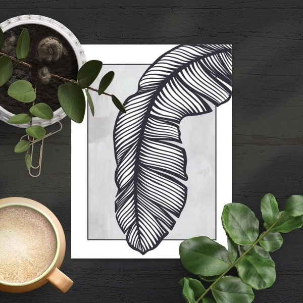 Plakat z liściem strelicji do salonu