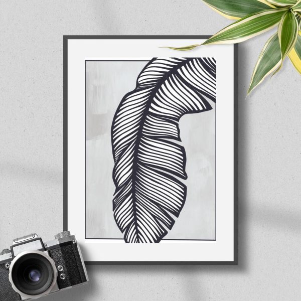 Plakat z liściem strelicji do sypialni