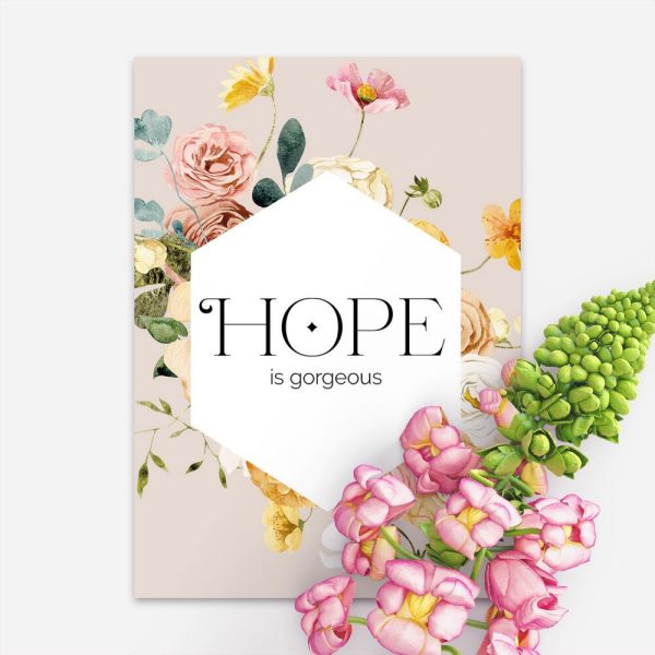 Plakat z motywem kwiatów i typografii