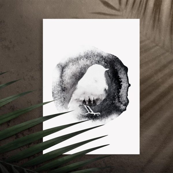 Plakat z motywem ptaka do przedpokoju