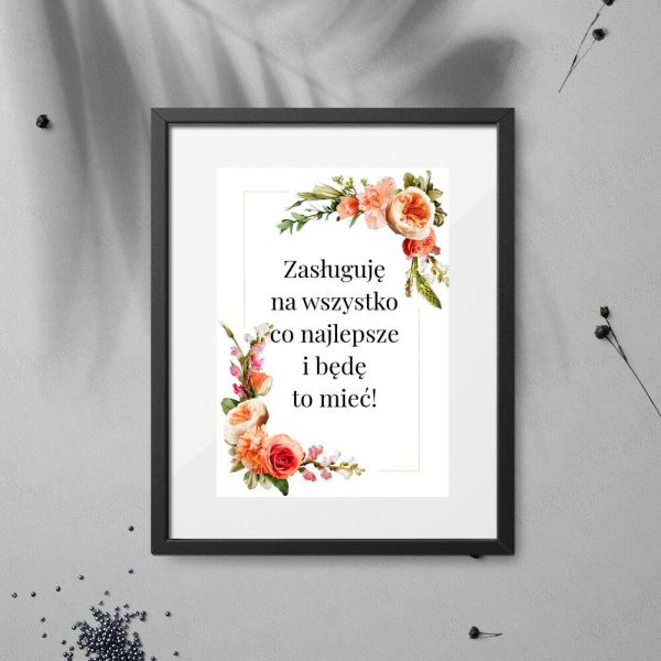 Plakat z sentencją i kwiatami