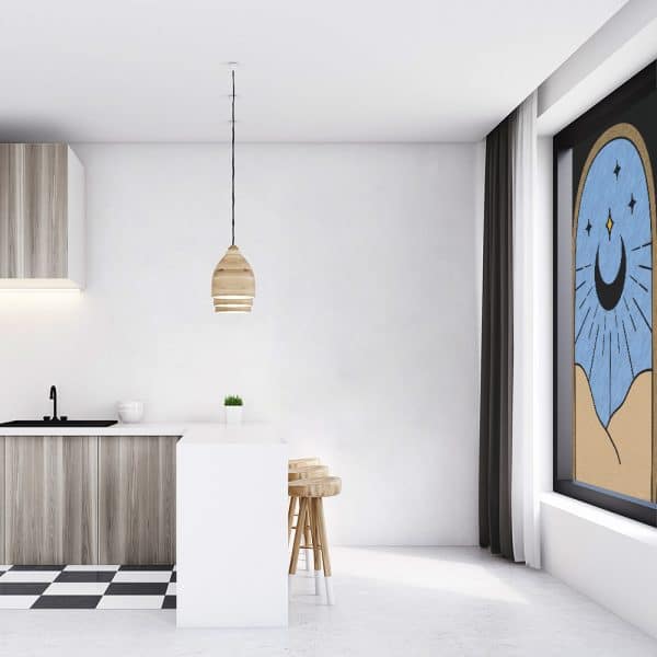 Folia witrażowa z księżycem i gwiazdą do jadalni