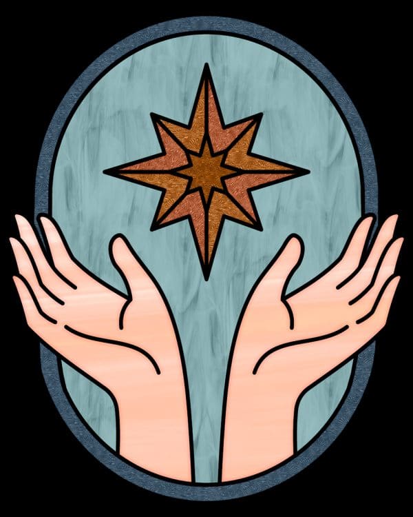 Folia witrażowa z motywem dłoni