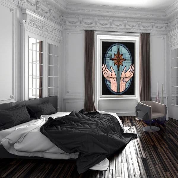 Naklejka jak witraż z motywem dłoni