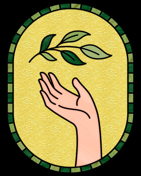 Naklejka witrażowa z ręką