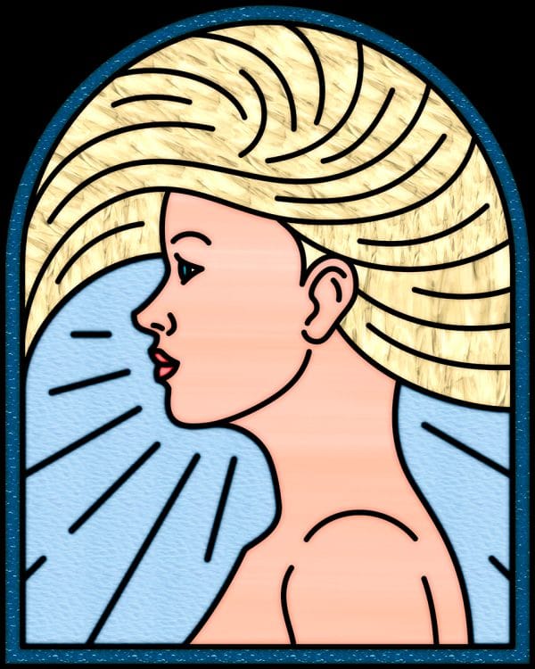 Witraż z motywem kobiety