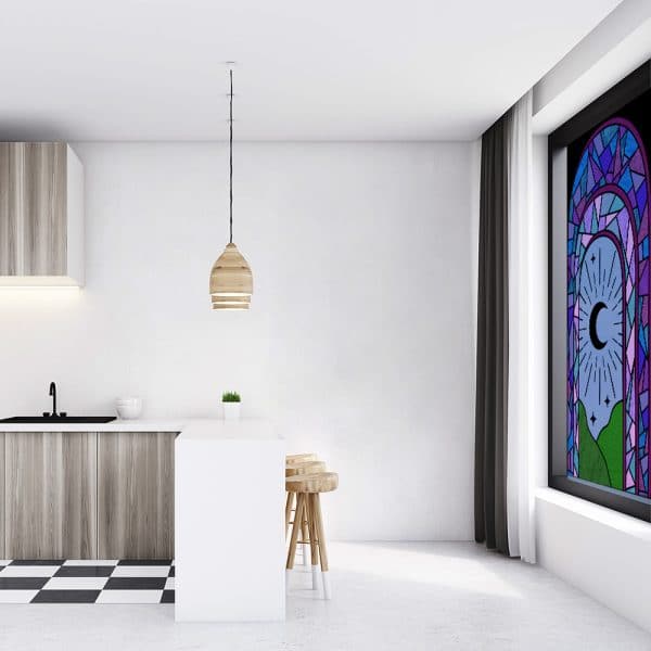 Witraż z motywem księżyca do kuchni