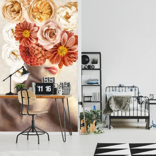 Foto-tapeta z kobietą i kwiatami do pokoju