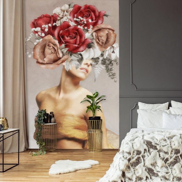 Fototapeta z kobietą i kwiecistą głową do przedpokoju