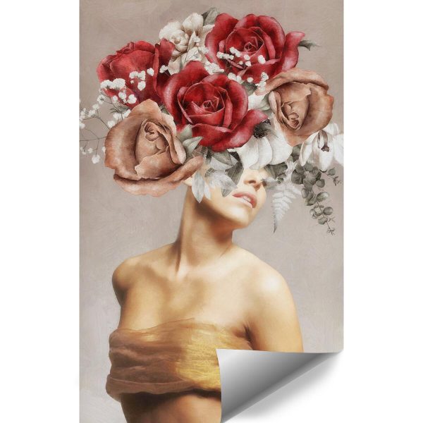 Fototapeta z kobietą i kwiecistą głową do salonu