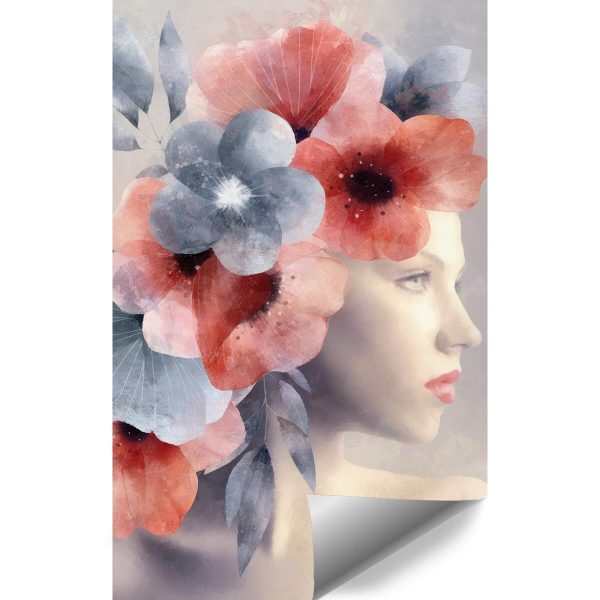 Fototapeta z motywem kobiety i kwiatów