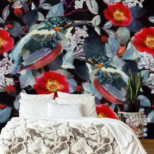 Tapeta ptaszki na krzewie