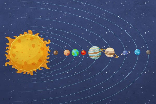 Tapeta z motywem Słońca i planet Układu Słonecznego