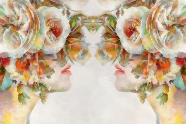 Obraz dwie kobiety i kwiaty