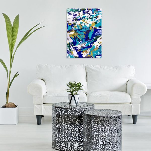 Obraz z abstrakcja w niebieskiej tonacji